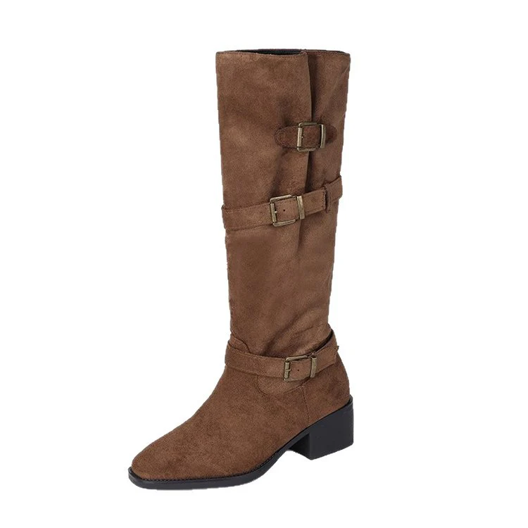 Damen Overknee Stiefel mit modischen Schnallen Heidi Mode - Image 5