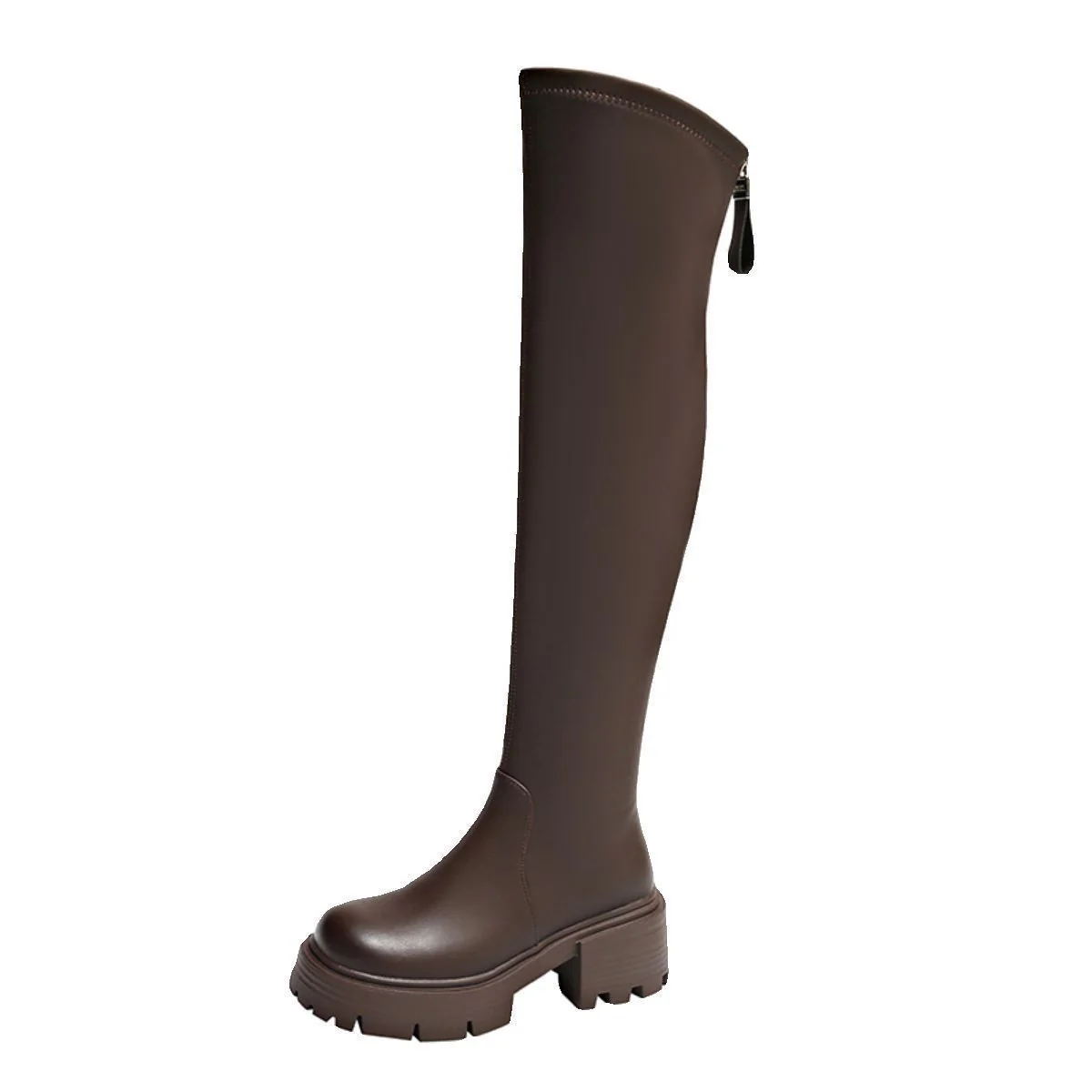 Damen Overknee-Stiefel mit robustem Blockabsatz und elastischem Schaft Heidi Mode - Image 5