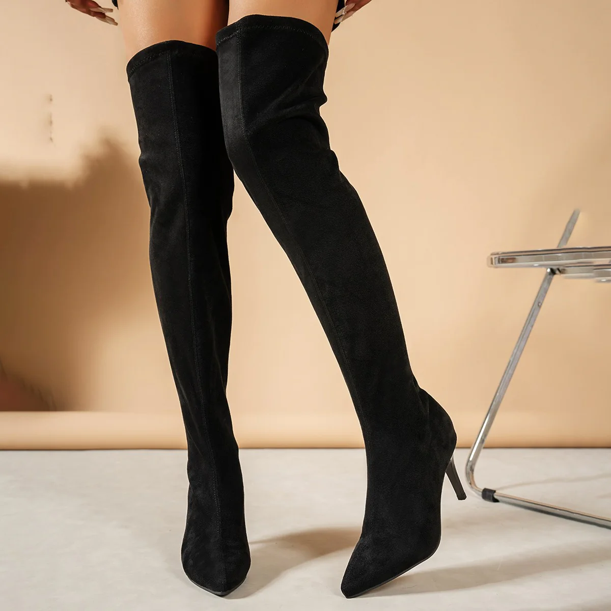 Damen Overkneestiefel aus weichem Wildleder mit elegantem Stiletto-Heel Heidi Mode - Image 7