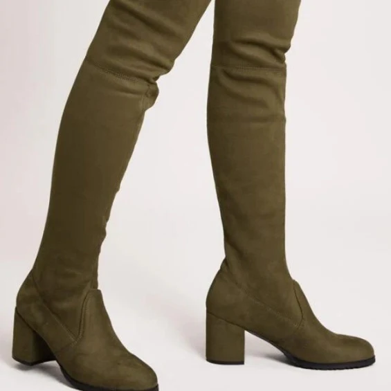 Damen Overkneestiefel mit modischem Blockabsatz und eleganter Schnürung Heidi Mode - Image 3