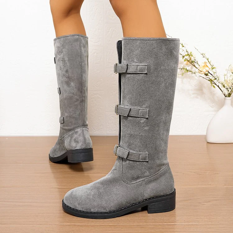 Damen Overkneestiefel mit modischen Schnallen und robustem Profilsohle Heidi Mode - Image 6