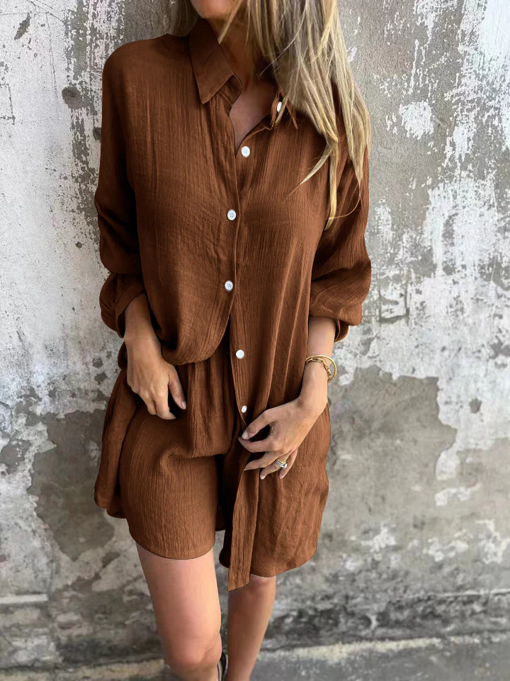 Damen Oversize Hemdkleid mit Knopfverschluss und Rollkragen Heidi-Mode - Image 2