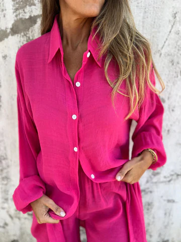 Damen Oversize Hemdkleid mit Knopfverschluss und Rollkragen Heidi-Mode - Image 9