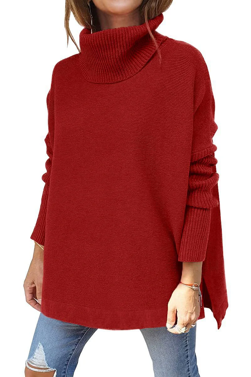 Damen Oversize Rollkragenpullover mit Strukturiertem Strickdesign Heidi-Mode - Image 4