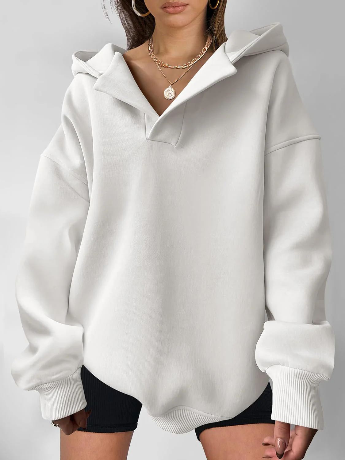 Damen Oversized Hoodie mit Modernem Kragen und Lässiger Passform Heidi-Mode - Image 12