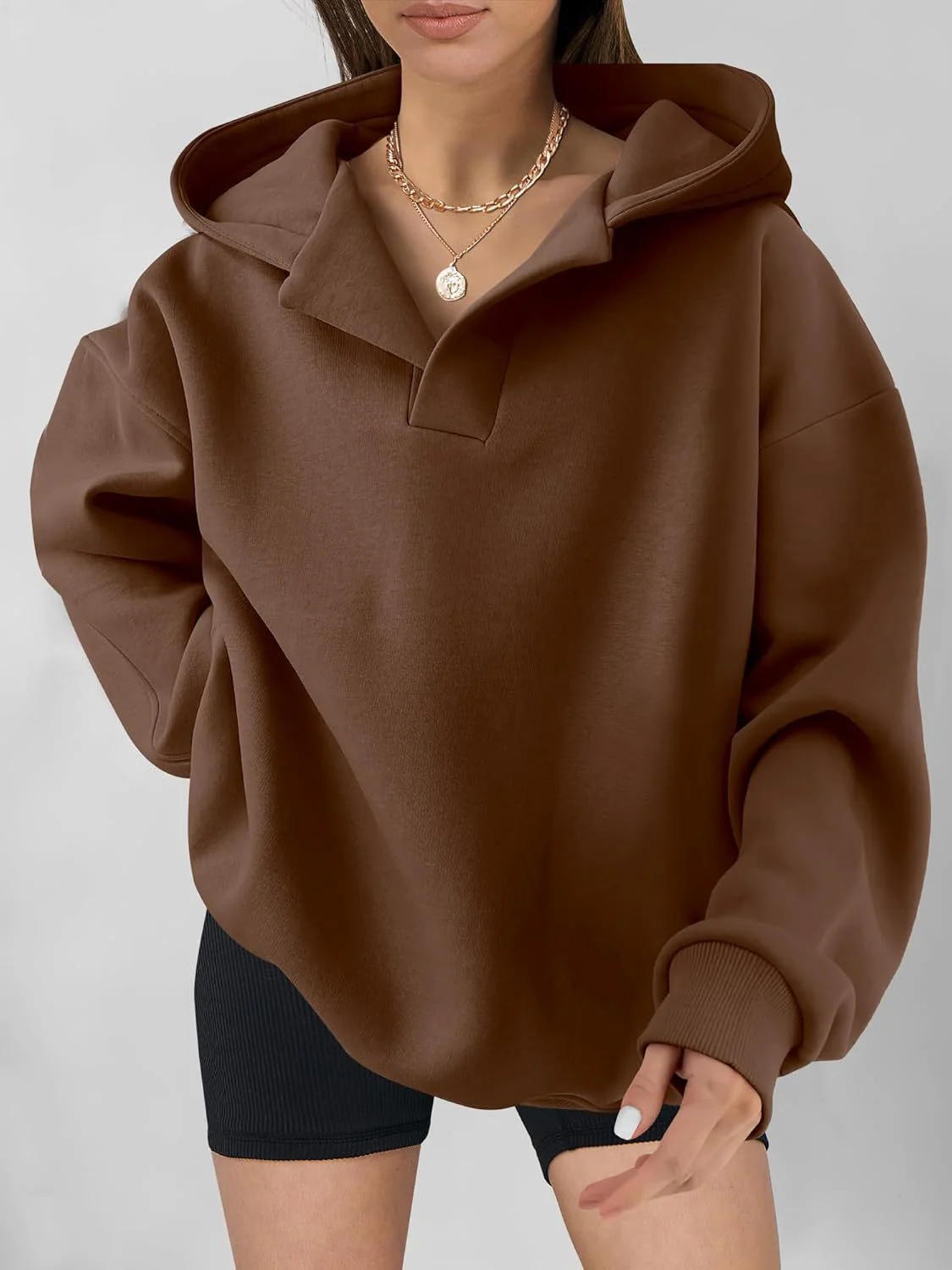 Damen Oversized Hoodie mit Modernem Kragen und Lässiger Passform Heidi-Mode - Image 14