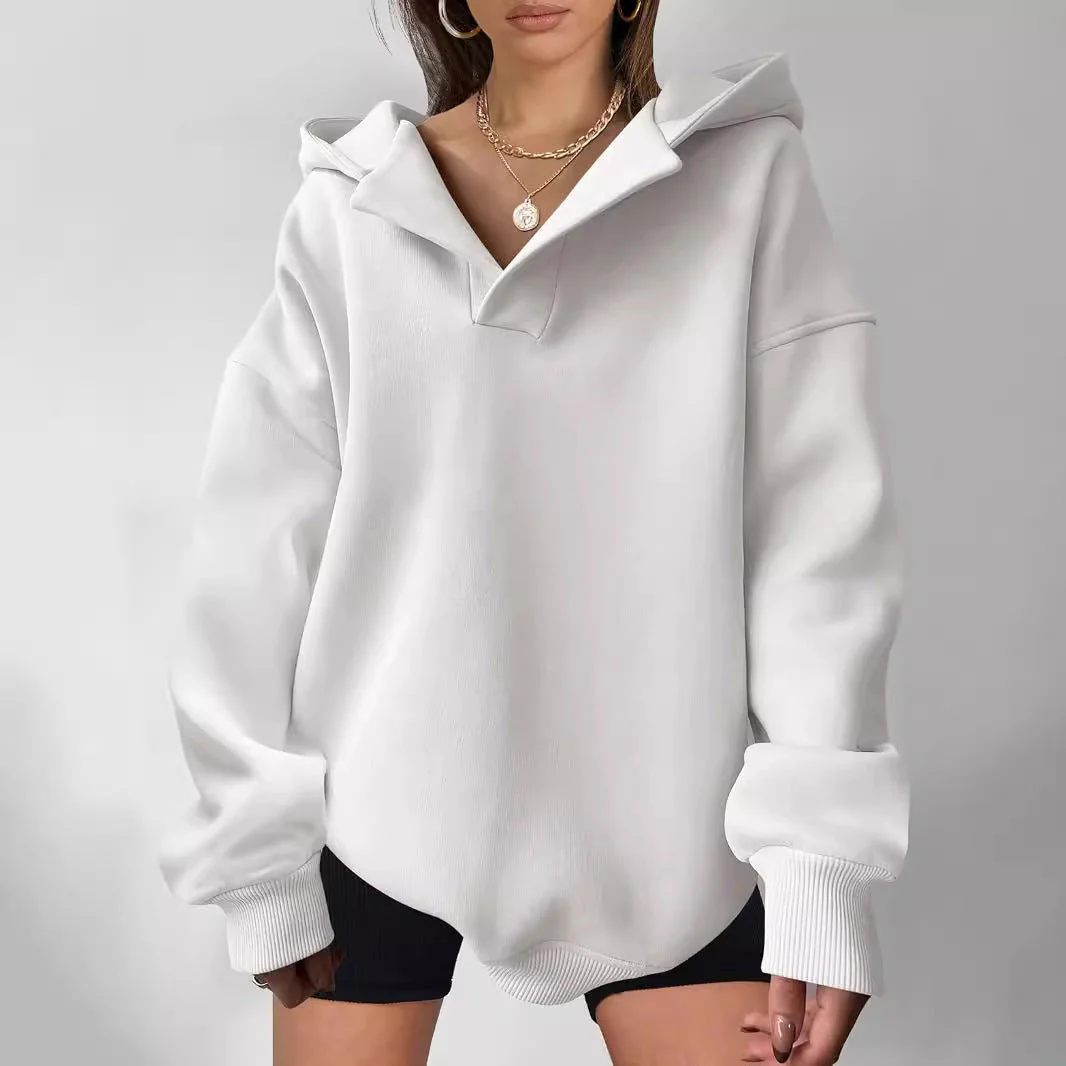Damen Oversized Hoodie mit Modernem Kragen und Lässiger Passform Heidi-Mode - Image 2