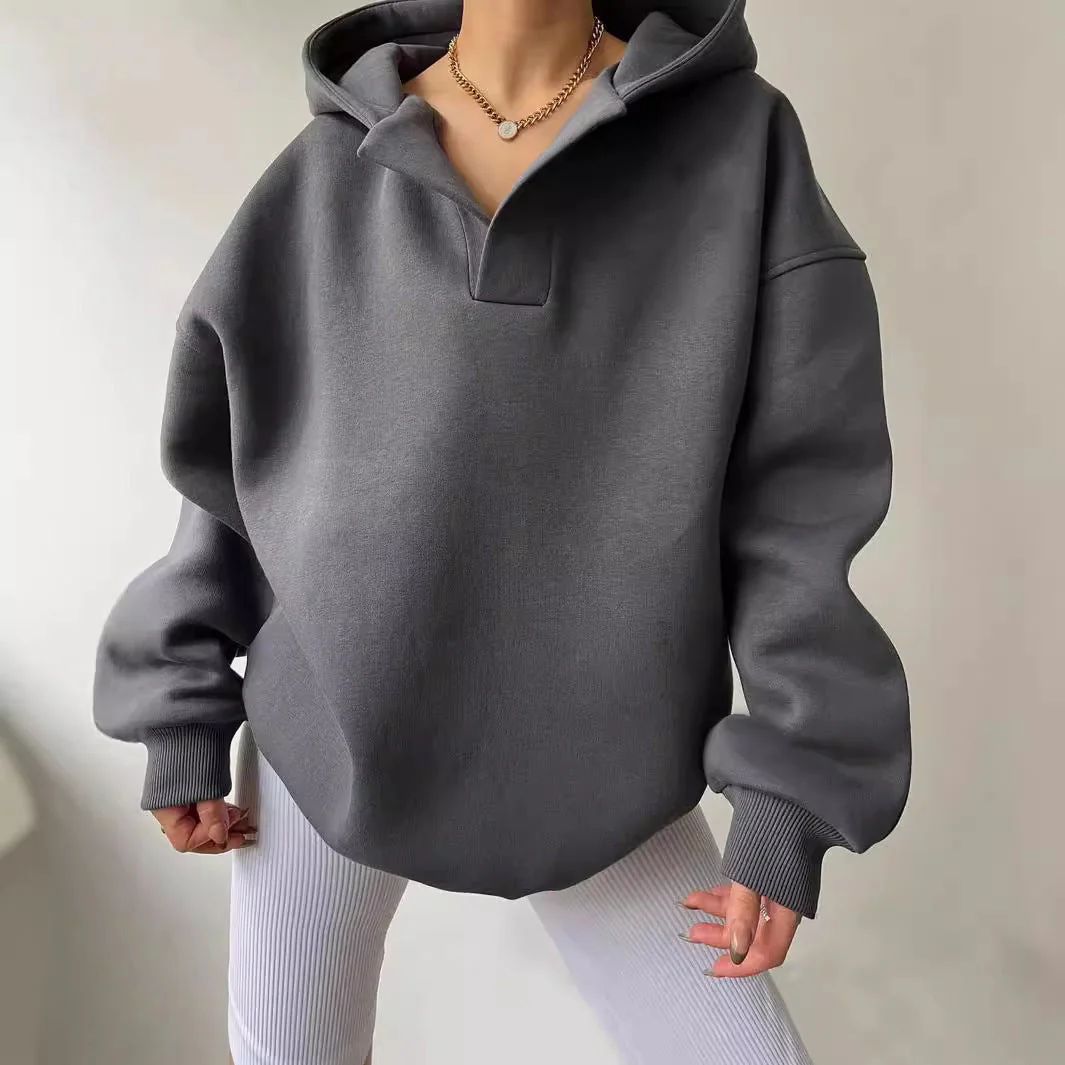 Damen Oversized Hoodie mit Modernem Kragen und Lässiger Passform Heidi-Mode - Image 7