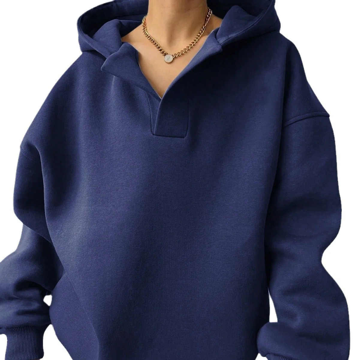 Damen Oversized Hoodie mit Modernem Kragen und Lässiger Passform Heidi-Mode - Image 5