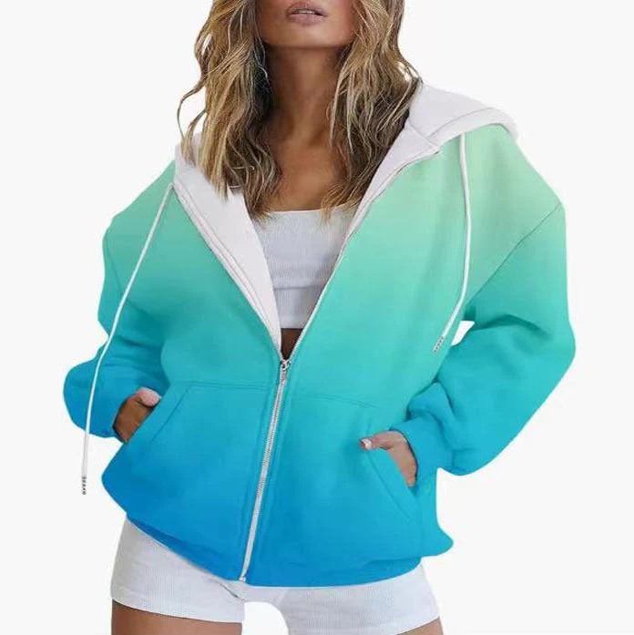 Damen Oversized Kapuzenjacke mit Farbverlauf und Praktischen Taschen Heidi-Mode - Image 6