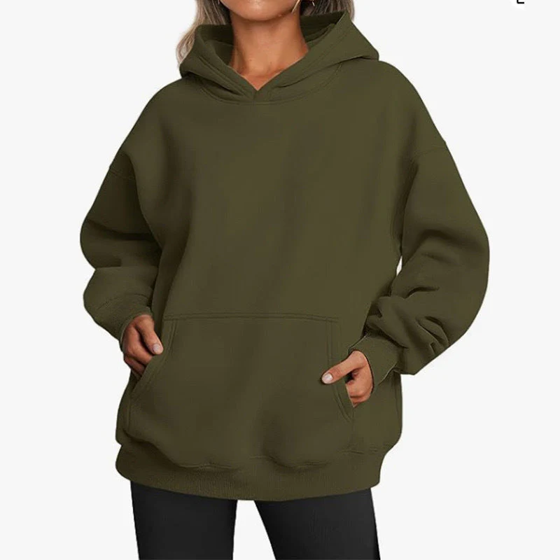 Damen Oversized Kapuzenpullover Aus Weichem Baumwollmix mit Praktischen Taschen Heidi-Mode - Image 21