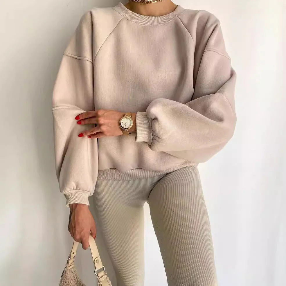 Damen Oversized Sweatshirt mit Voluminösen Ärmeln Heidi-Mode