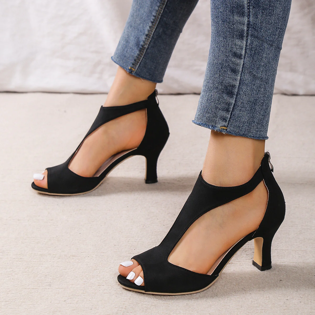 Damen Peep-Toe High Heels mit elegantem transparentem Design Heidi-Mode - Image 6