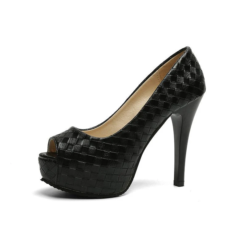 Damen Peeptoe-Pumps mit Elegantem Geflecht und Hohem Absatz Heidi-Mode - Image 5