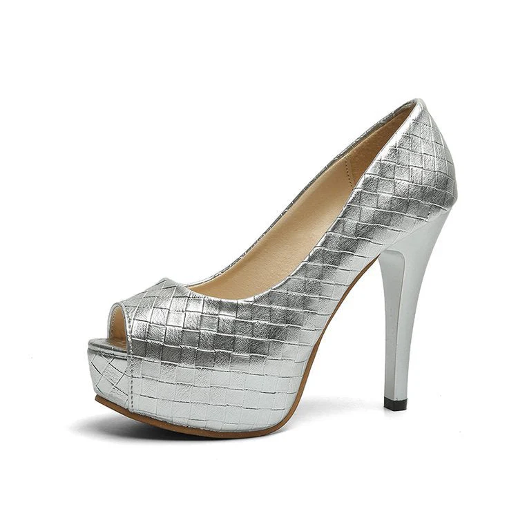 Damen Peeptoe-Pumps mit Elegantem Geflecht und Hohem Absatz Heidi-Mode - Image 6