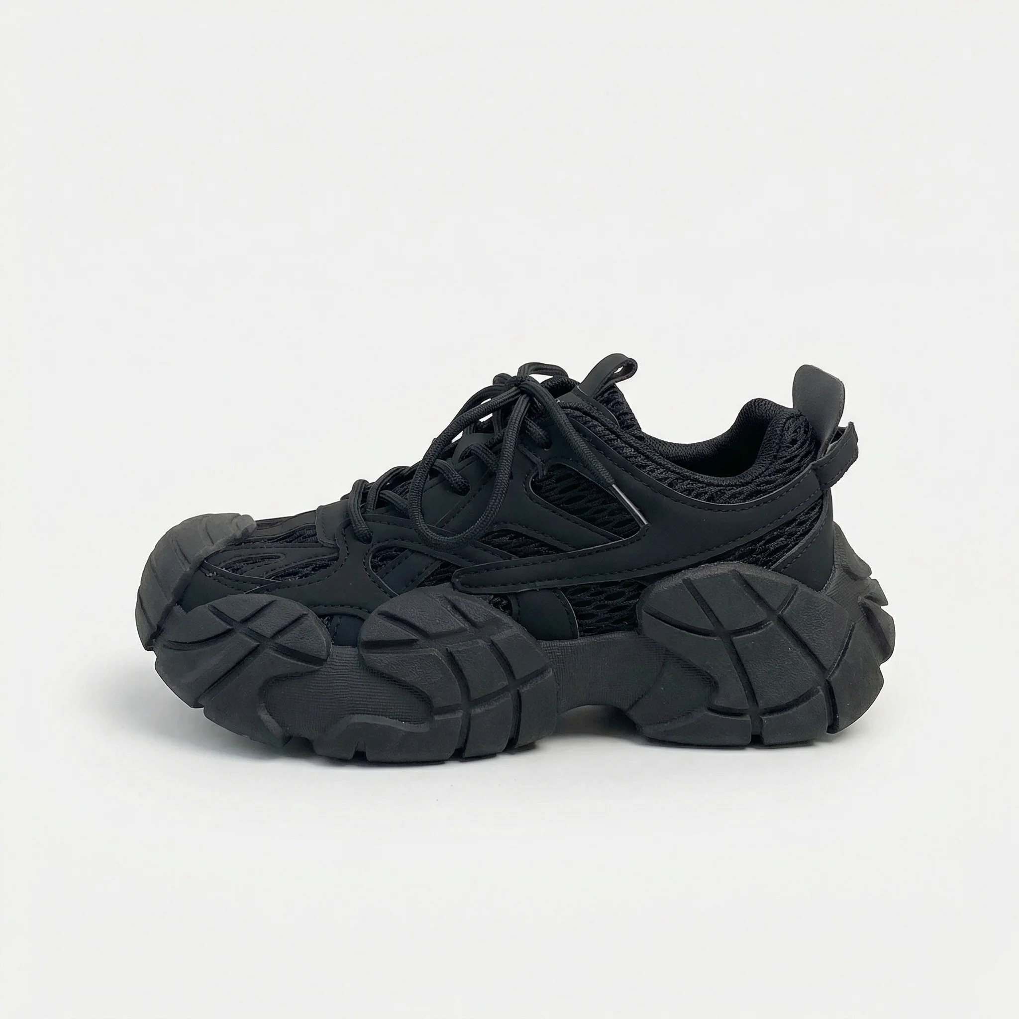 Damen Plateau Sneaker Retro Style Herbst Wanderschuhe Schwarz - Image 3