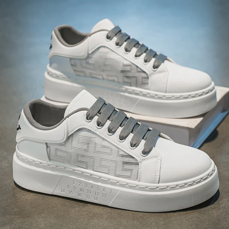 Damen Plateau Sneakers mit atmungsaktiver Oberflächenstruktur und robustem Sohlenprofil Heidi Mode
