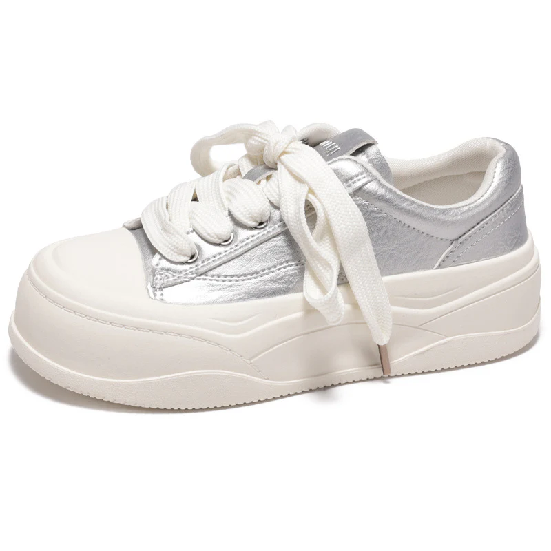 Damen Plateau Sneakers mit metallisch-glänzender Oberfläche und robustem Sohlenprofil Heidi Mode - Image 5