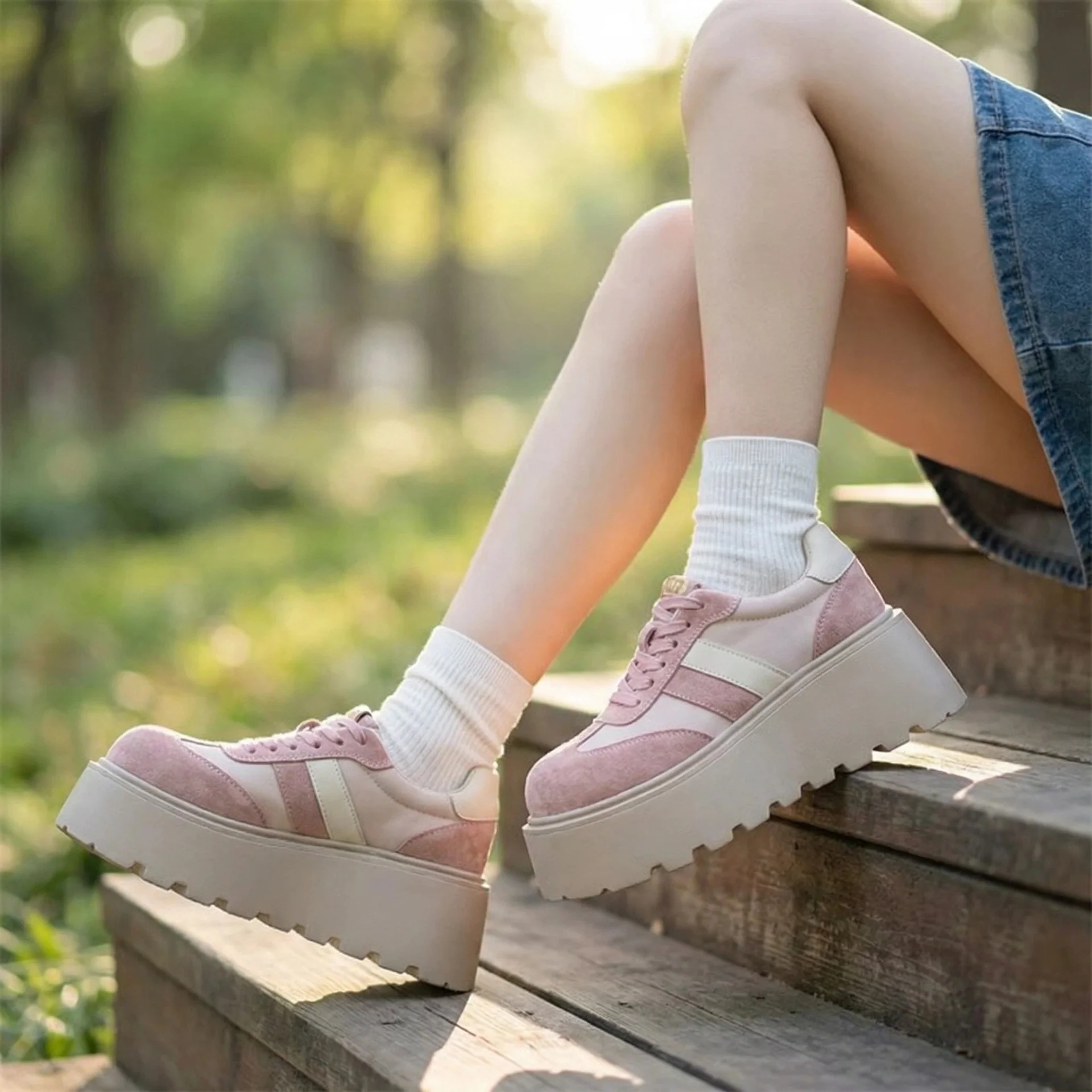 Damen Plateau-Sneakers mit sportlichem Design von Heidi Mode
