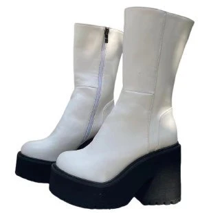 Damen Plateau-Stiefel mit hohem Blockabsatz und modischem Reißverschluss Heidi Mode - Image 7