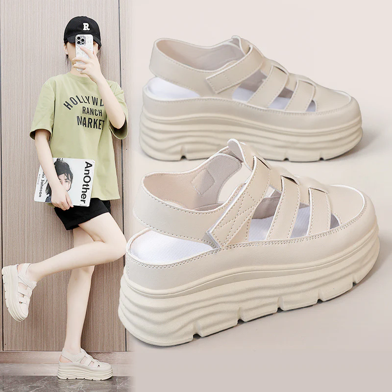 Damen Plattform-Sandalen mit verstellbarem Riemen und rutschfester Sohle Heidi Mode