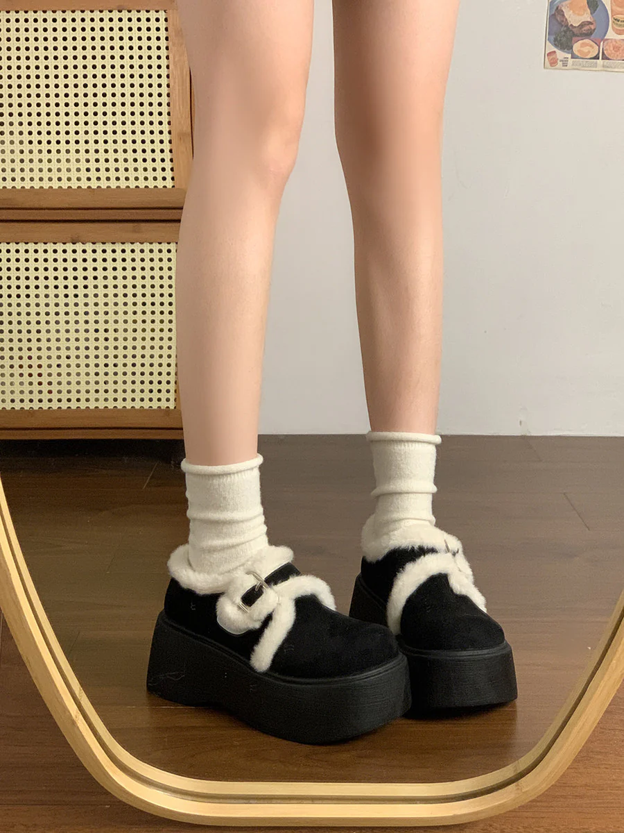 Damen Plattform-Schuhe mit kuscheligem Innenfutter und modischem Schnallen-Design Heidi Mode - Image 7