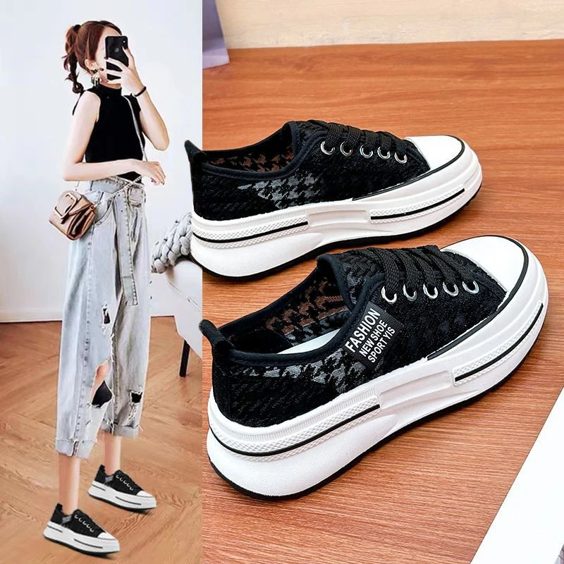Damen Plattform Sneakers mit modischer Textil-Oberfläche und bequemer Dämpfung Heidi Mode - Image 2