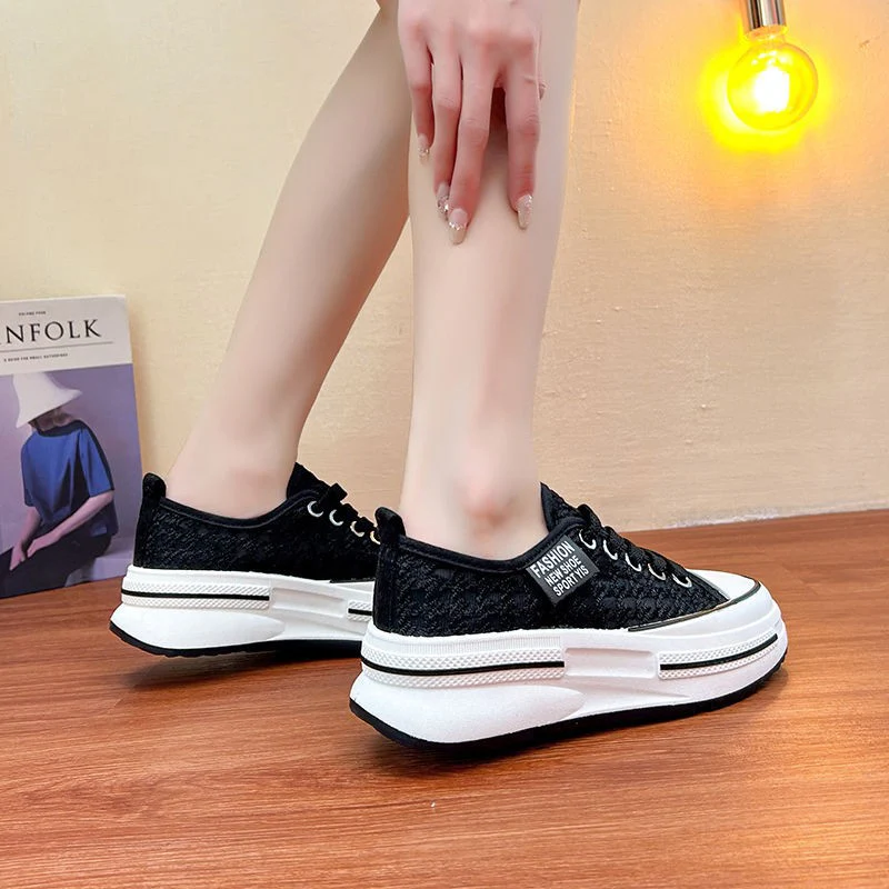 Damen Plattform Sneakers mit modischer Textil-Oberfläche und bequemer Dämpfung Heidi Mode - Image 4
