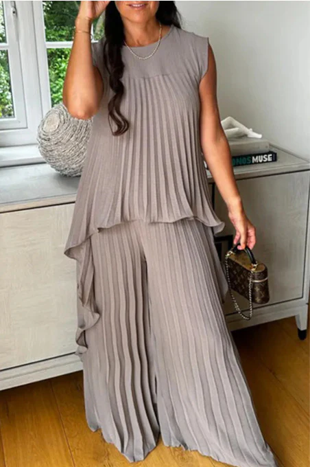 Damen Plissee Maxikleid mit elegantem Schnitt und fließender Silhouette Heidi-Mode - Image 2