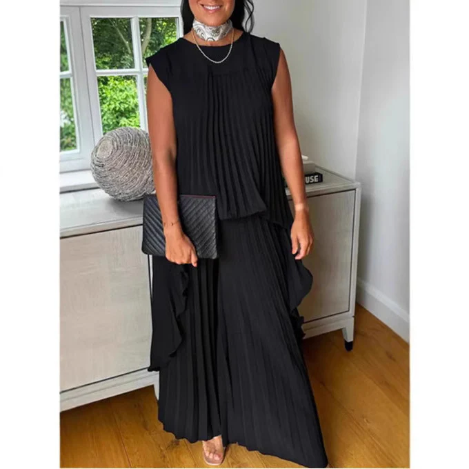 Damen Plissee Maxikleid mit elegantem Schnitt und fließender Silhouette Heidi-Mode - Image 6