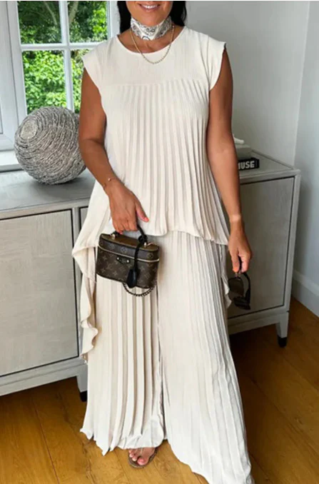 Damen Plissee Maxikleid mit elegantem Schnitt und fließender Silhouette Heidi-Mode - Image 8