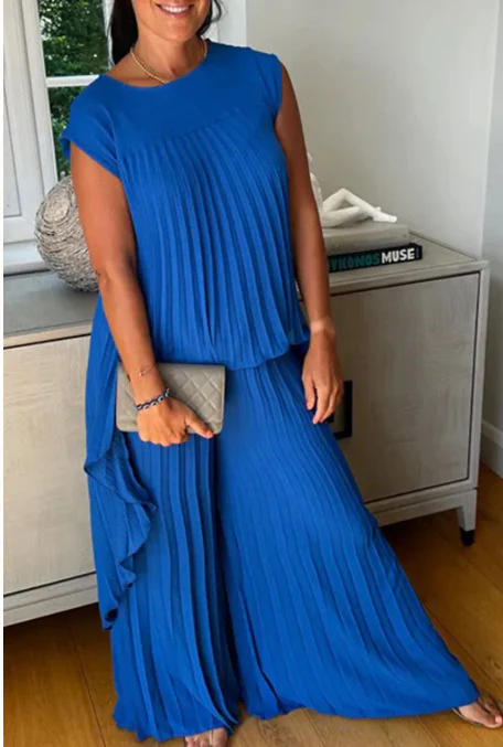 Damen Plissee Maxikleid mit elegantem Schnitt und fließender Silhouette Heidi-Mode - Image 9