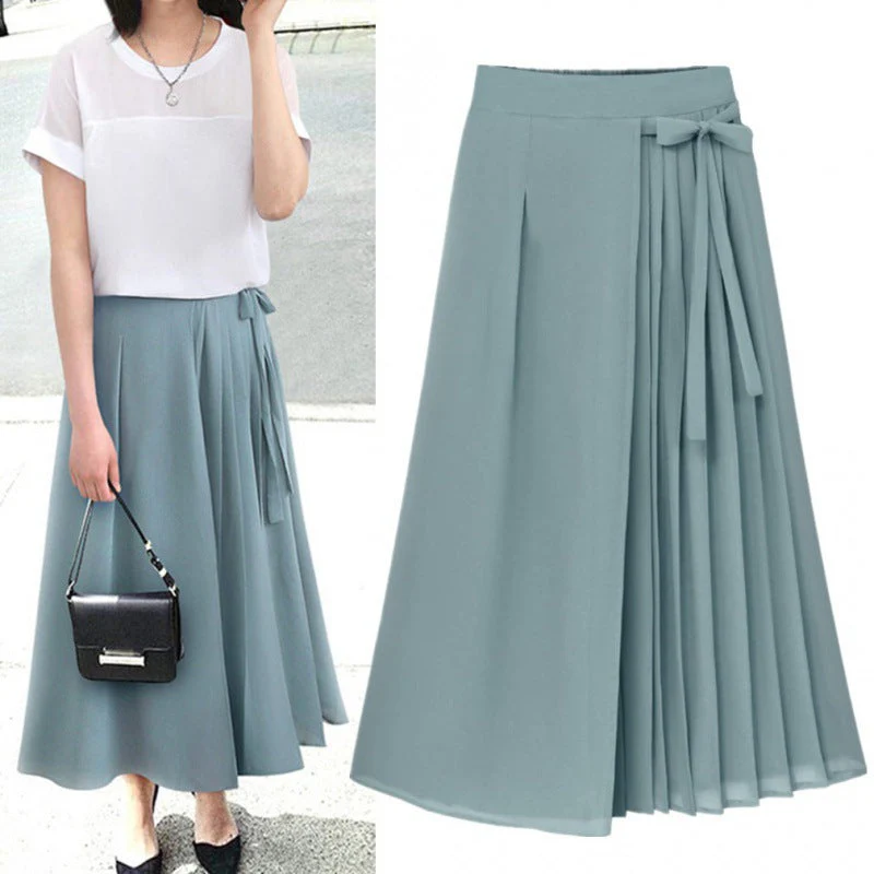 Damen Plisseerock mit Taillenband und Eleganter Drapierung Heidi-Mode - Image 2
