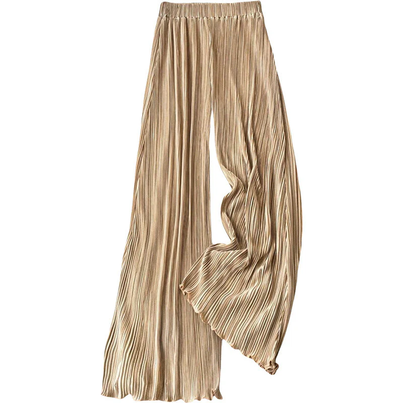 Damen Plissierte Sommerhose mit Hohem Bund und Elastischem Taillenbund Heidi-Mode - Image 6