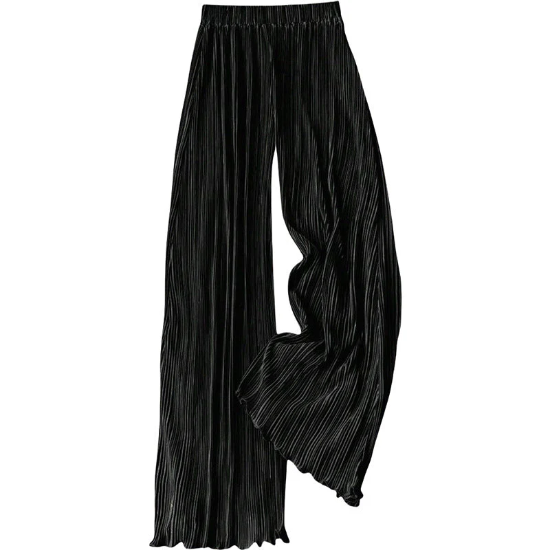 Damen Plissierte Sommerhose mit Hohem Bund und Elastischem Taillenbund Heidi-Mode - Image 8