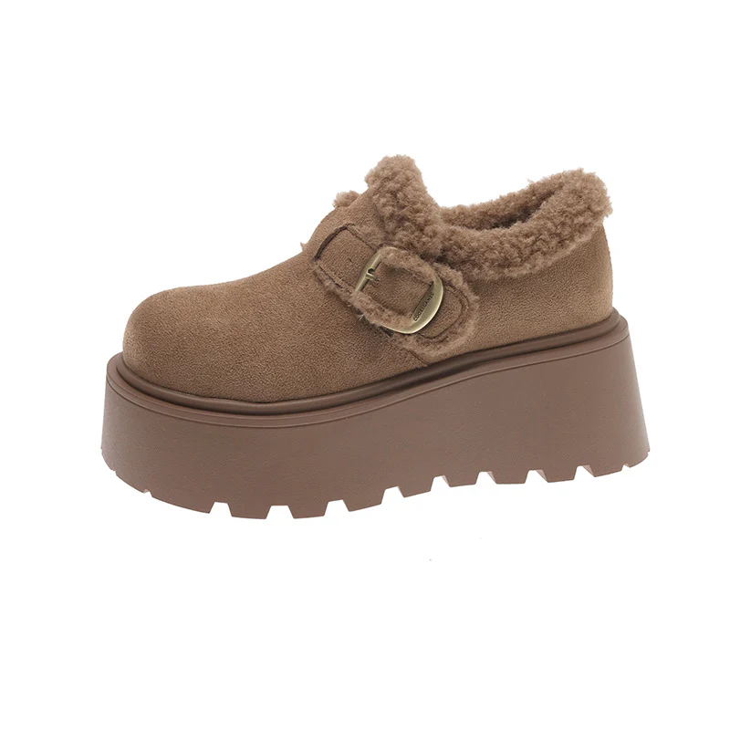 Damen Plüschige Slipper mit robustem Plateau und eleganter Schnalle Heidi Mode - Image 6
