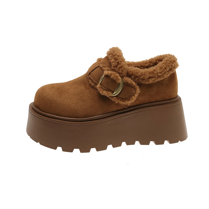 Damen Plüschige Slipper mit robustem Plateau und eleganter Schnalle Heidi Mode - Image 7
