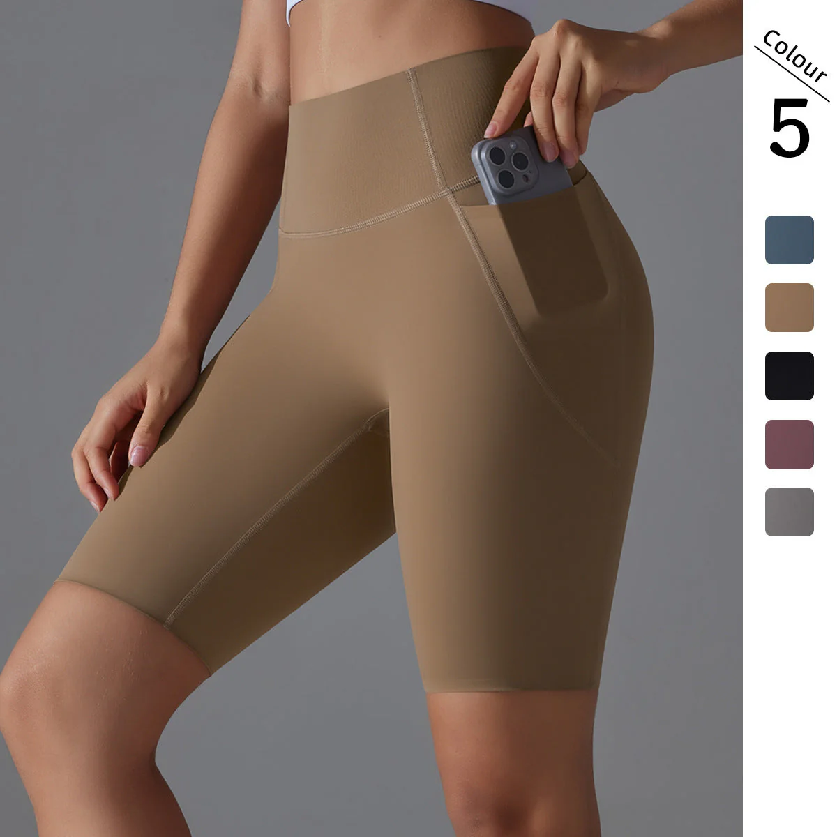 Damen Rad-Shorts mit Hohem Bund und Praktischen Seitentaschen Heidi-Mode - Image 2