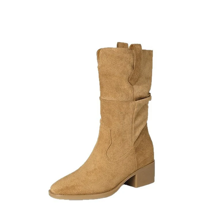 Damen Rauleder Stiefeletten mit lässigem Falten-Design Heidi Mode - Image 5