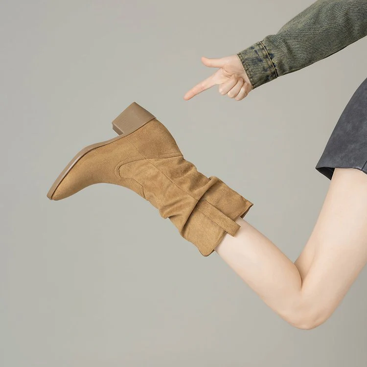 Damen Rauleder Stiefeletten mit lässigem Falten-Design Heidi Mode - Image 6