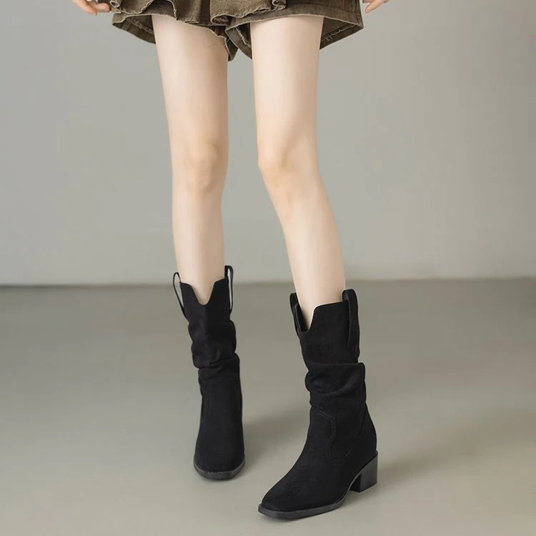 Damen Rauleder Stiefeletten mit lässigem Falten-Design Heidi Mode - Image 7