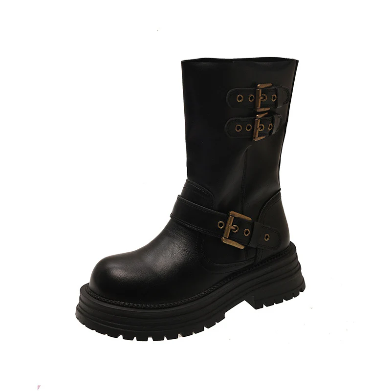 Damen Robuste Schnürstiefel mit dekorativen Schnallen und stabiler Sohle Heidi Mode - Image 6