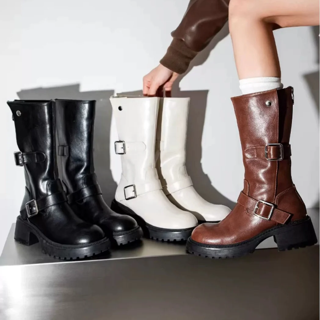 Damen robuste Stiefel mit modischem Schnallen-Design Heidi Mode - Image 2