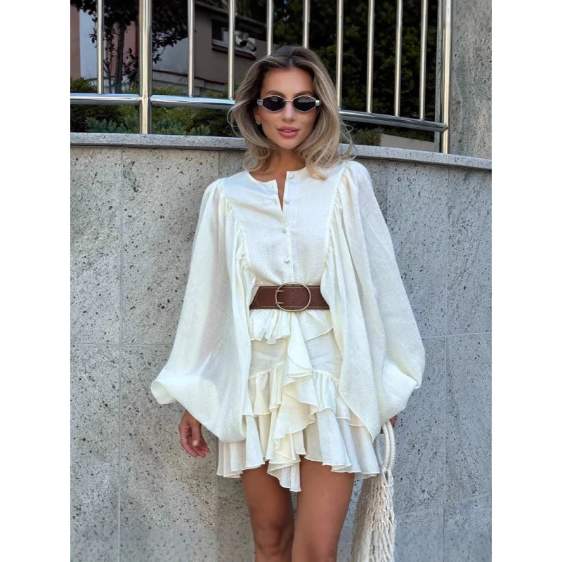 Damen Rüschenkleid mit weiten Ärmeln und modischen Details Heidi-Mode - Image 2