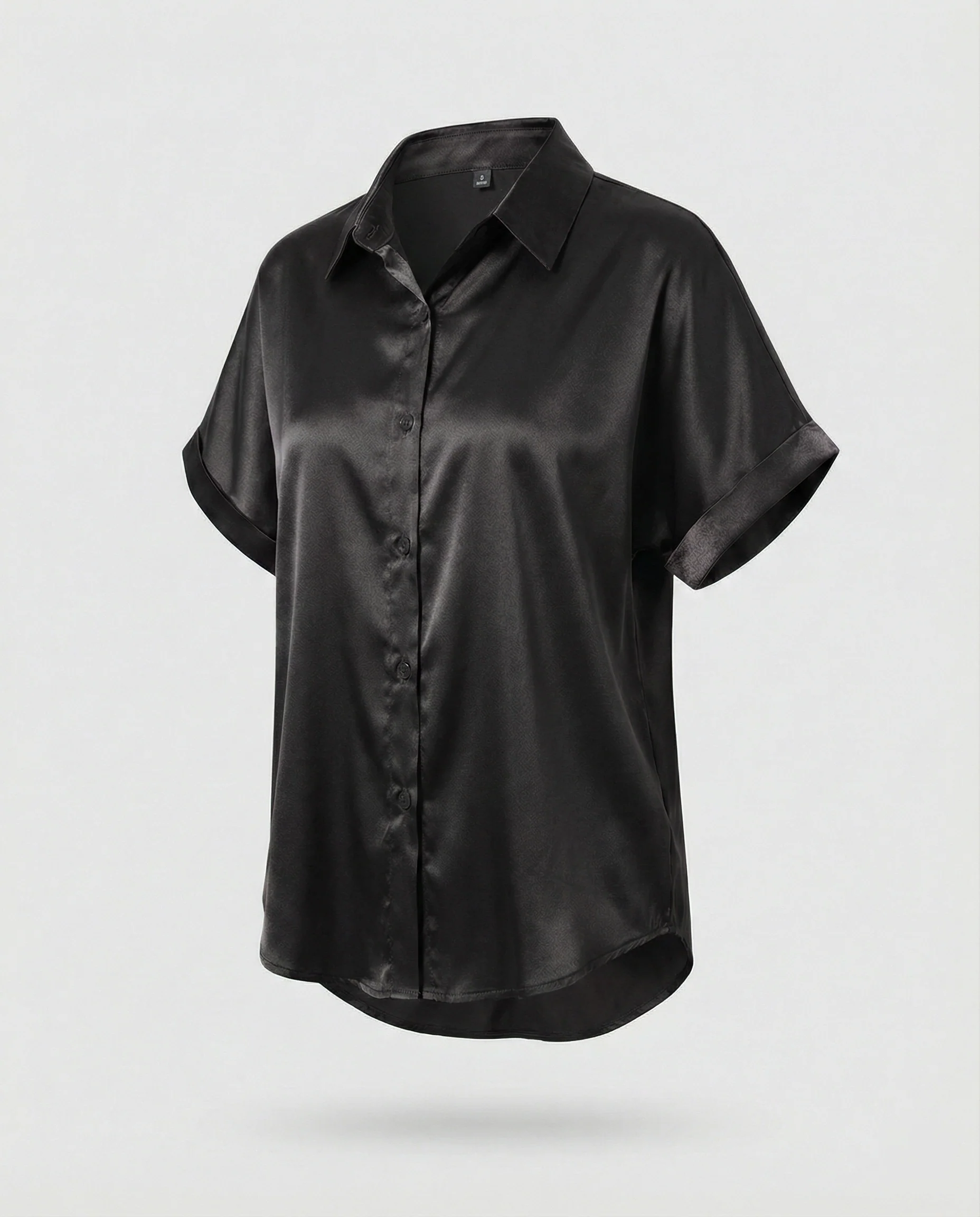 Damen Satin-Bluse mit großem Kragen und überschnittenen Schultern Heidi Mode - Image 12