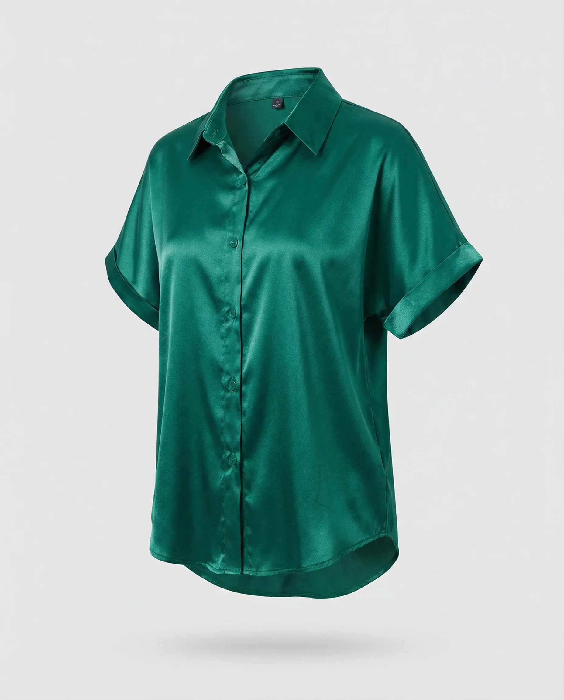 Damen Satin-Bluse mit großem Kragen und überschnittenen Schultern Heidi Mode - Image 5