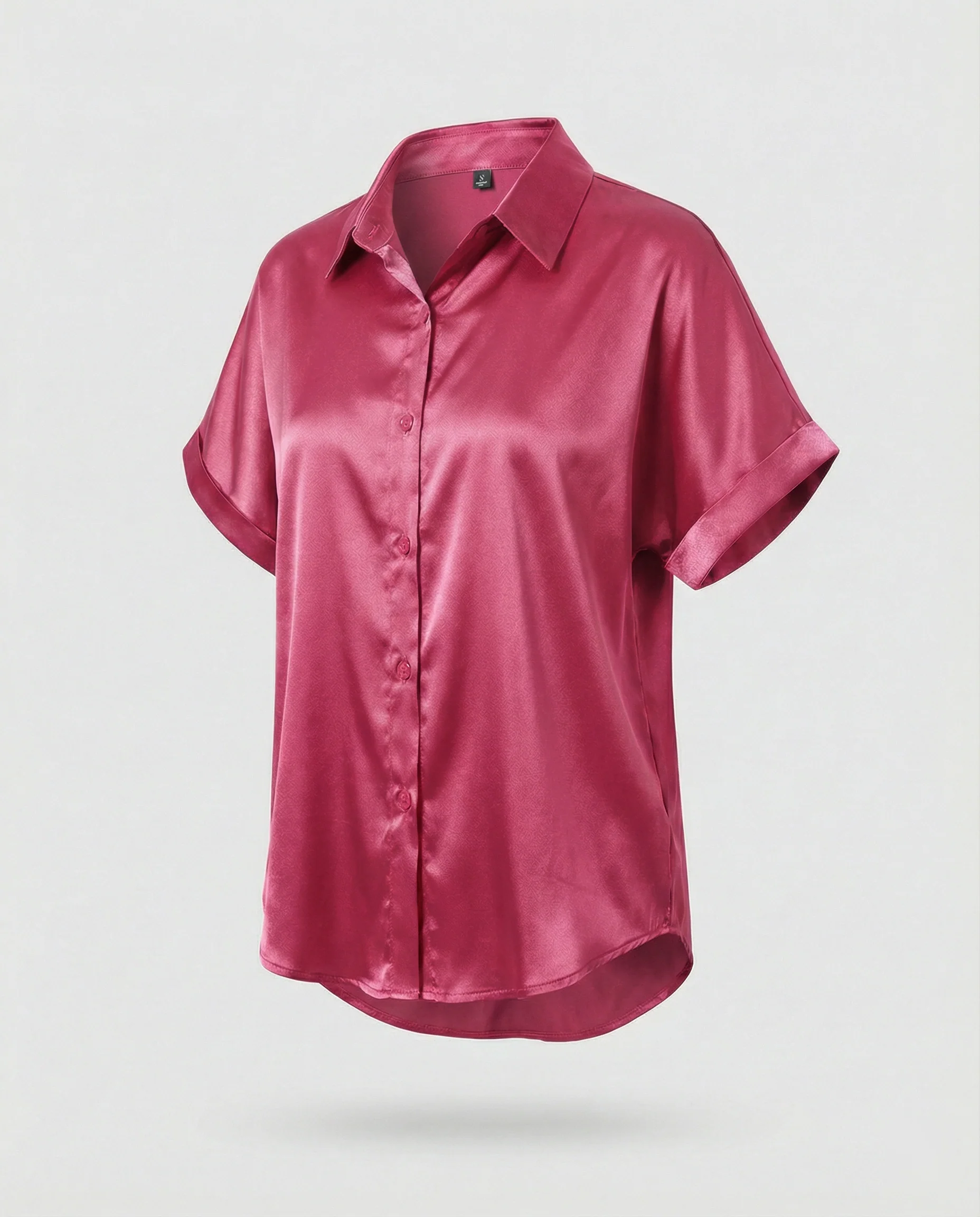 Damen Satin-Bluse mit großem Kragen und überschnittenen Schultern Heidi Mode - Image 6