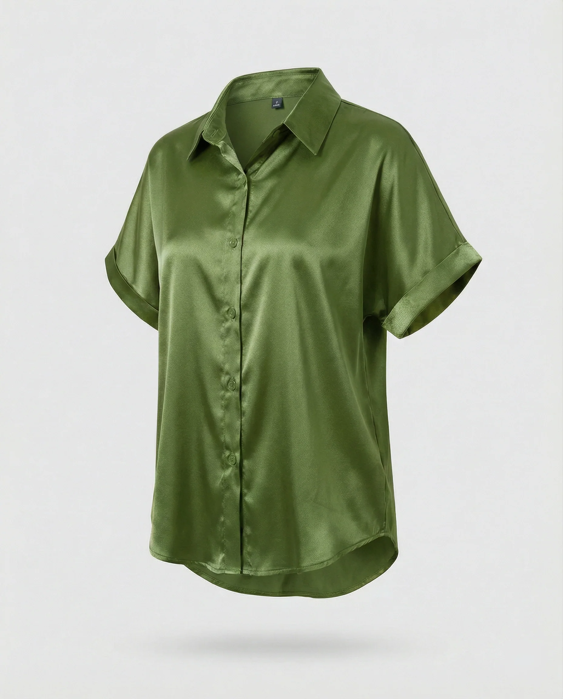 Damen Satin-Bluse mit großem Kragen und überschnittenen Schultern Heidi Mode - Image 8