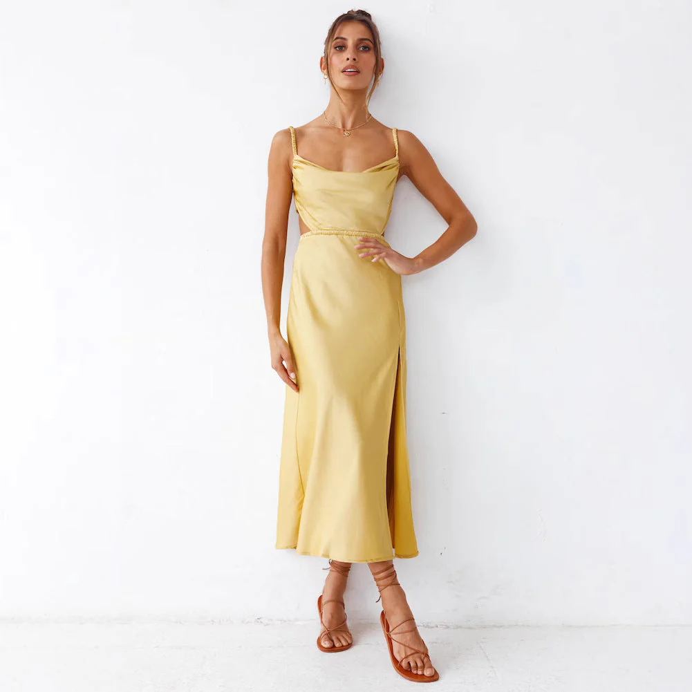Damen Satin-Midikleid mit Raffinierten Rüschendetails und Elegantem Tragekomfort Heidi-Mode - Image 2