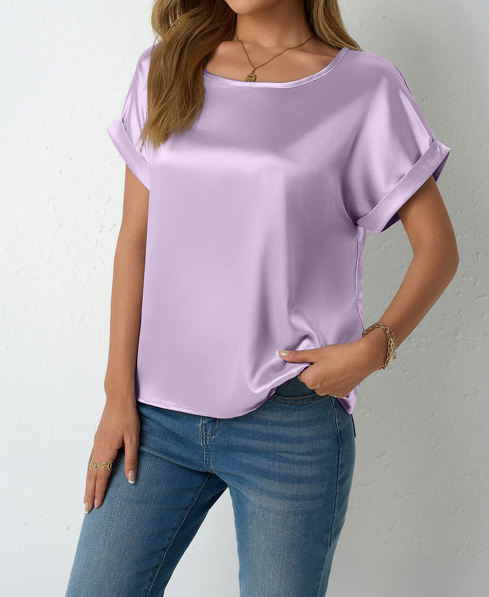 Damen Satin-Oberteil mit umgeschlagenen Ärmeln Heidi Mode - Image 15